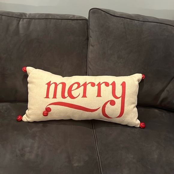 Pottery Barn MERRY Pillow Christmas Holiday Bells - Picture 1 of 6